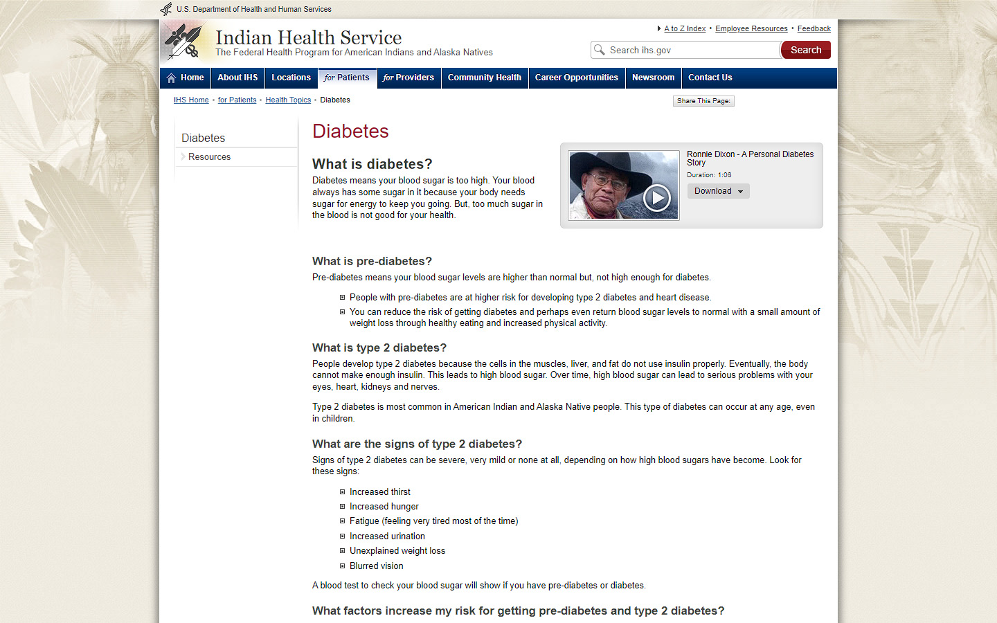 ihs.gov diabetes page